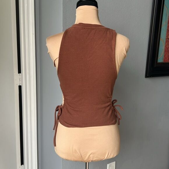 Zara Brown Tank Top with Side Tie Detail - Picture 7 of 7